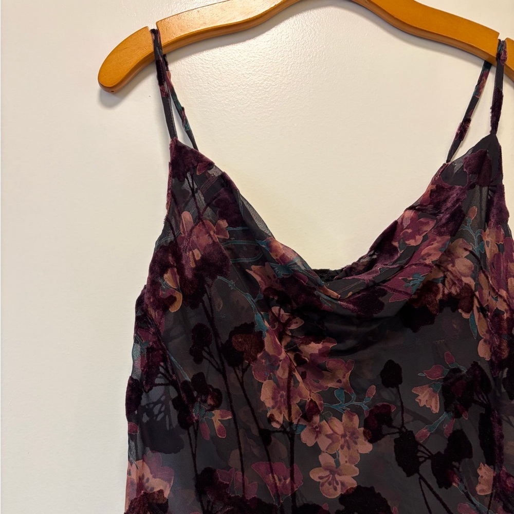 Nasty Gal Mesh and Velvet Floral Cowl Neck Cami